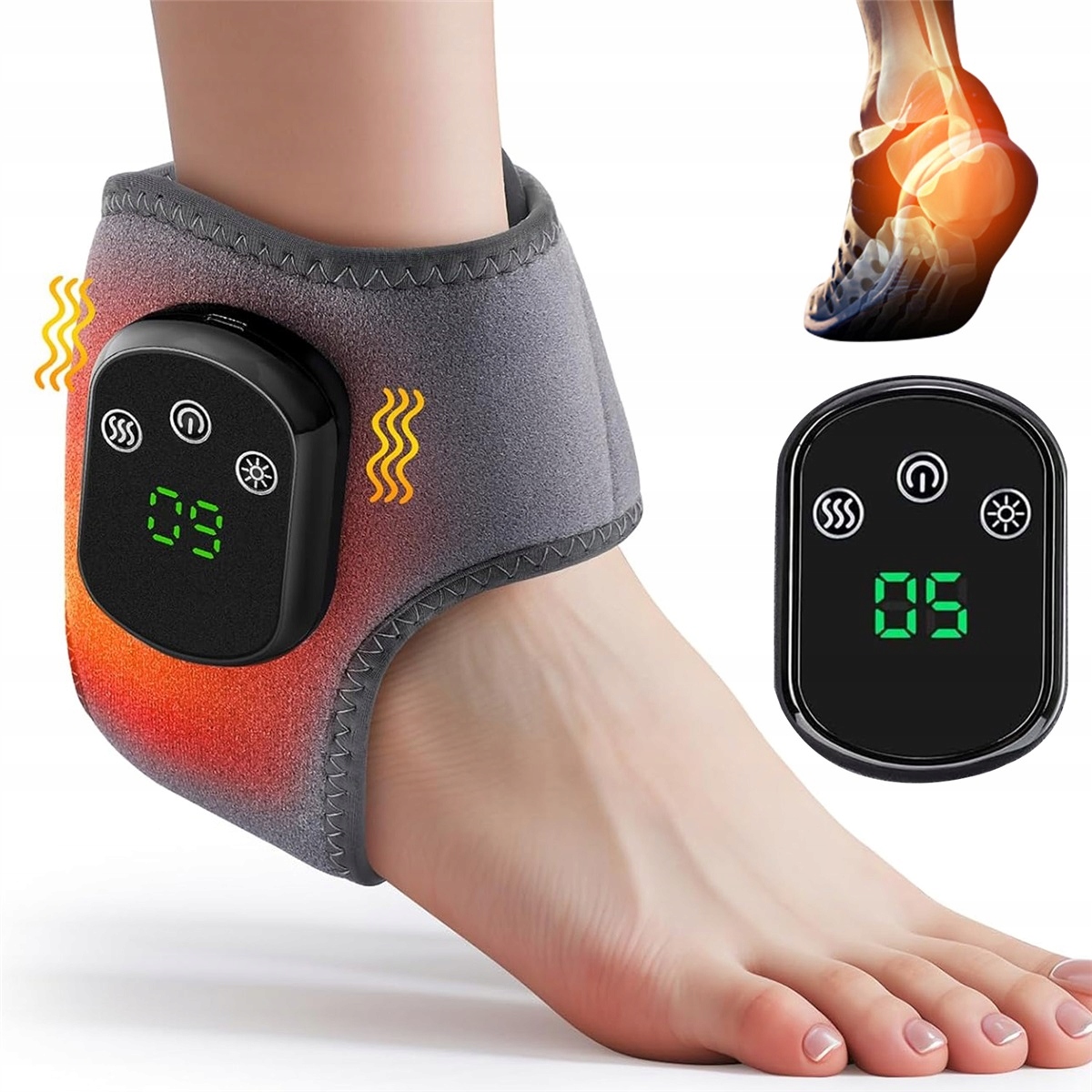 Masażer kostki z termoterapią 5 ustawień 40-60°C i 3 poziomami wibracji