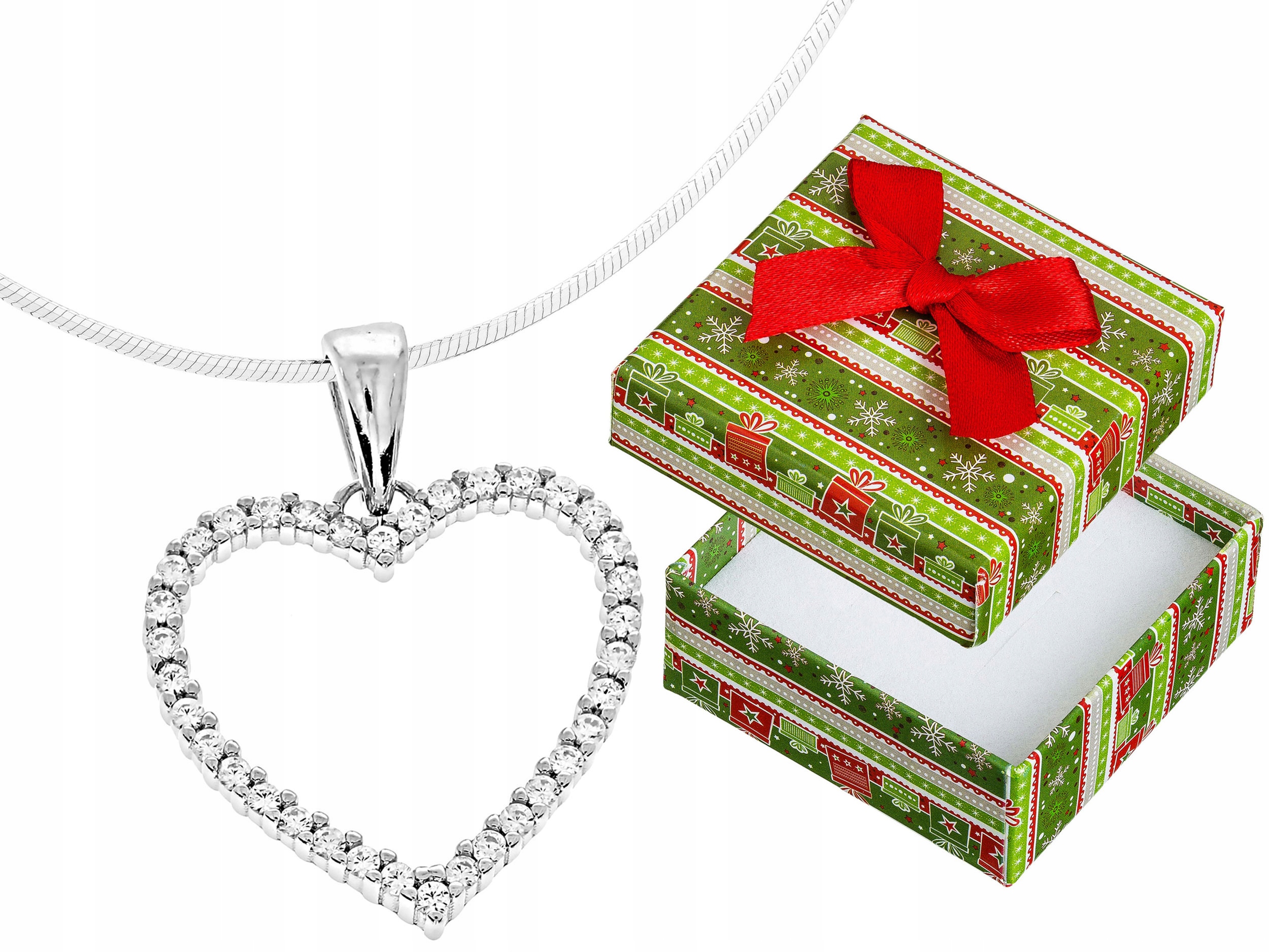 Krátký stříbrný dámský náhrdelník Velké srdce s zirkony Srdíčko Stříbro 45