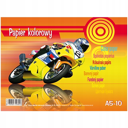 ZESZYT PAPIERÓW KOLOROWYCH Z POŁYSKIEM KRESKA FORMAT A5 10 kartek Marka Kreska