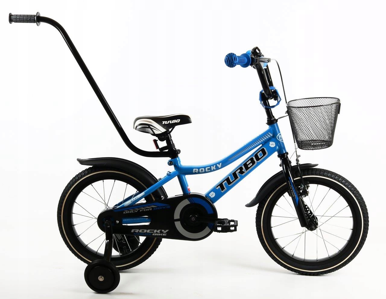 Rower dla chłopca 16" Rocky Bmx prowadnik kółka boczne joszyk niebieski