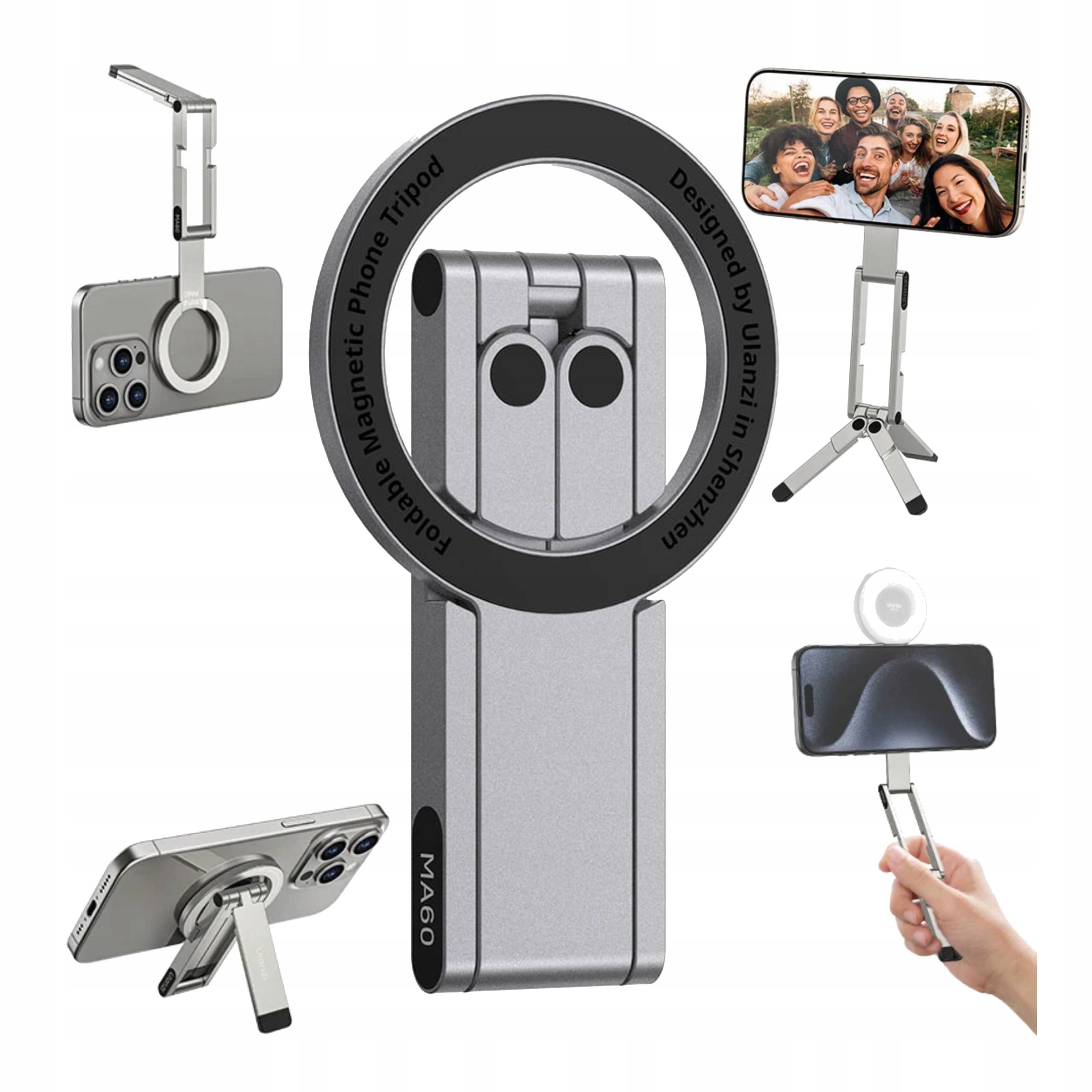 Statyw Z Uchwytem Magnetycznym Do Telefonu Magsafe Iphone MA60 Srebrny