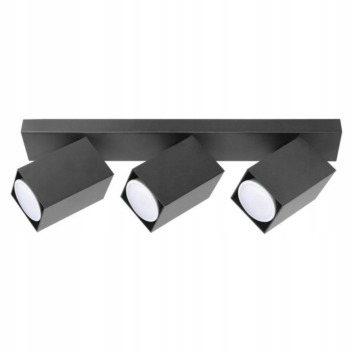 Nástěnná a stropní lampa s trojitou lištou 3xGU10 černá Kubar Orno