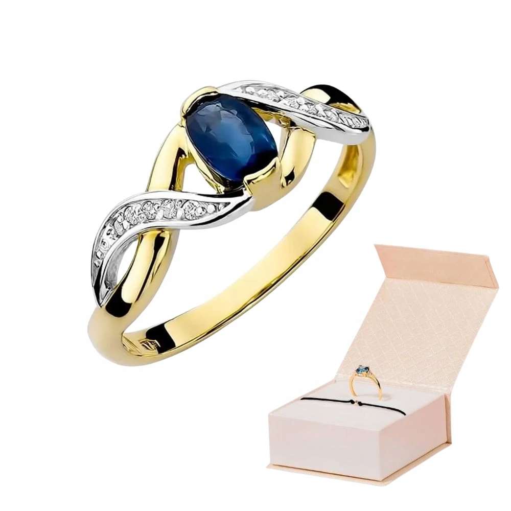 Prstýnek Se Safírem A Diamanty 585 Proplétaný Zlatý Náramek