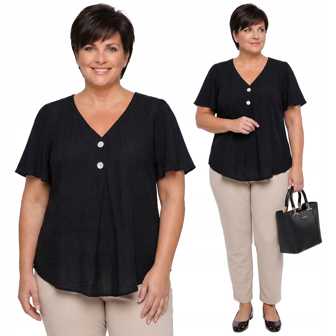 Černá motýlková halenka s rukávy plus size velikost 50