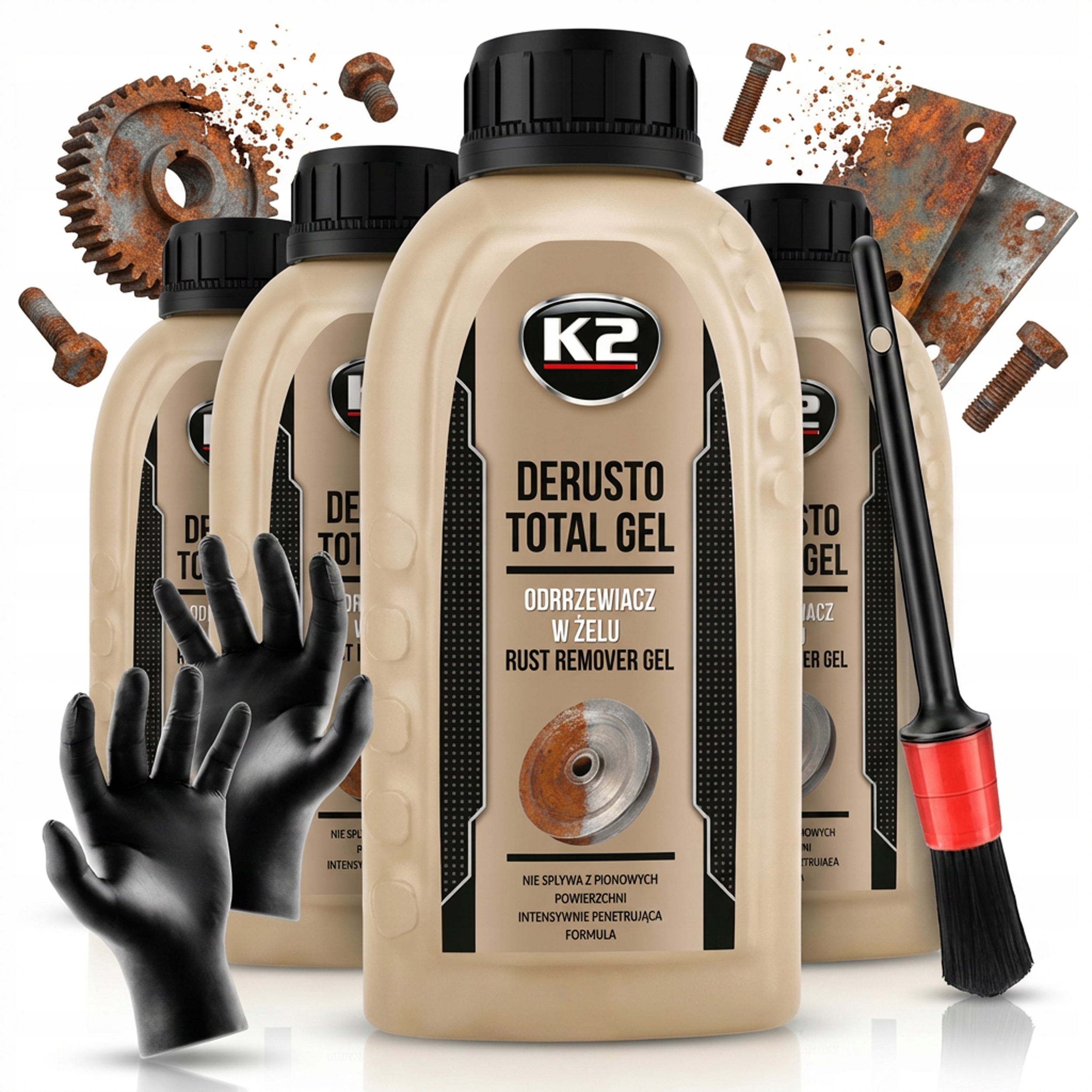 K2 Odrdzewiacz Neutralizator Rdzy Korozji Do Metalu Żel Zestaw Pędzel Glam