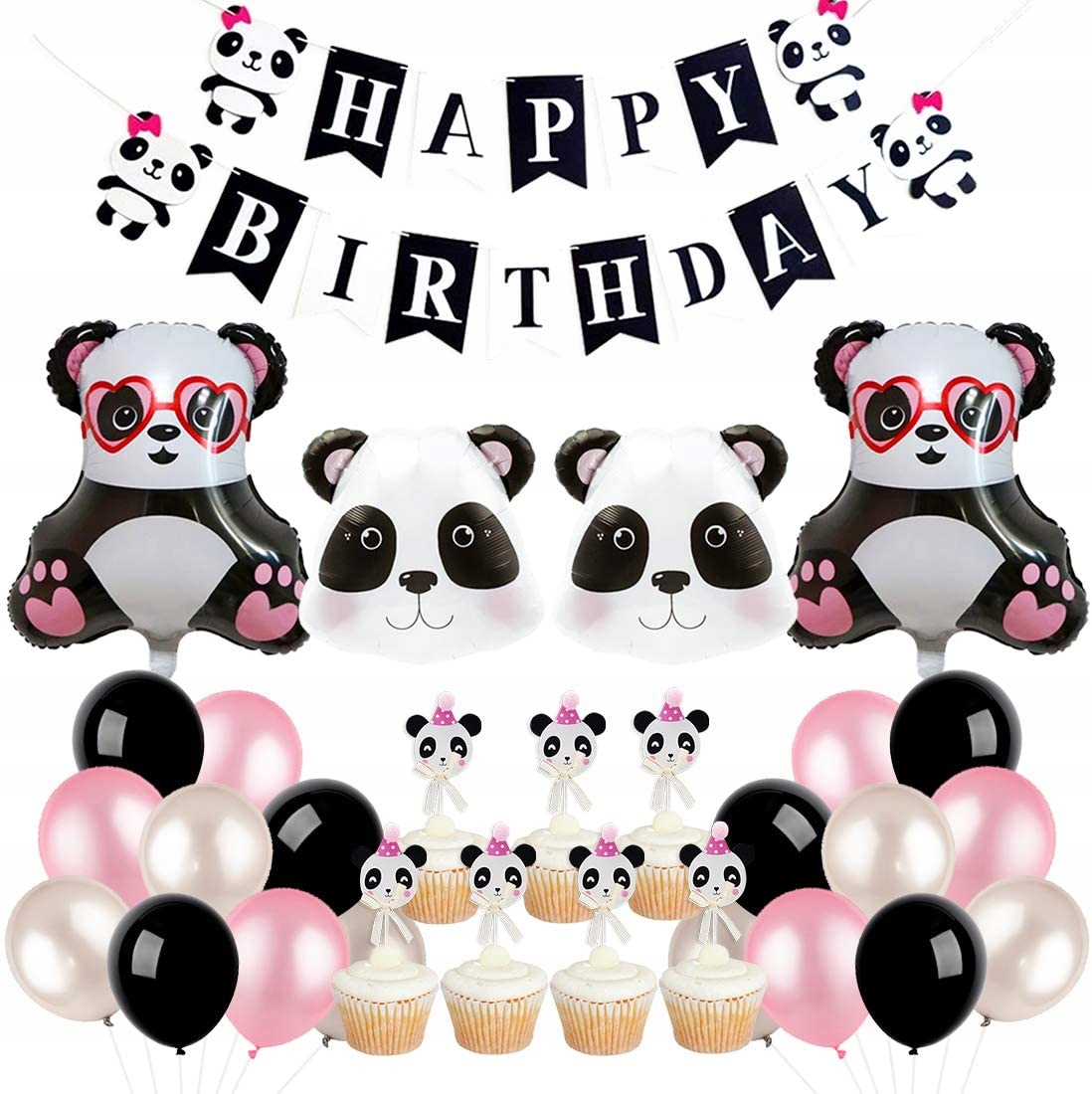 BALONY DEKORACJE URODZINOWE ZESTAW PANDA