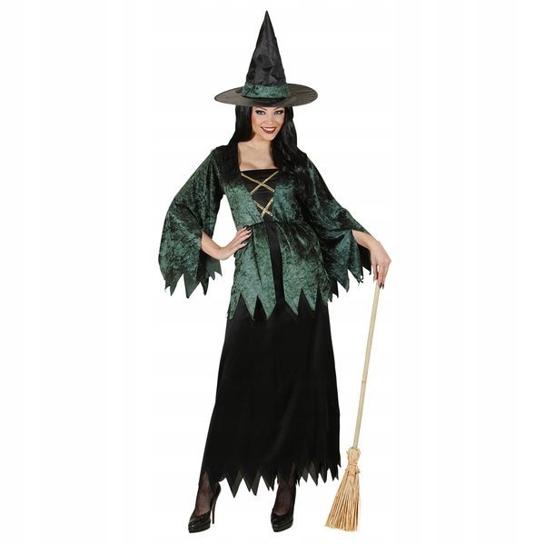Kostým Šaty Čarodějnice Černo-zelené S Kloboukem Halloween L