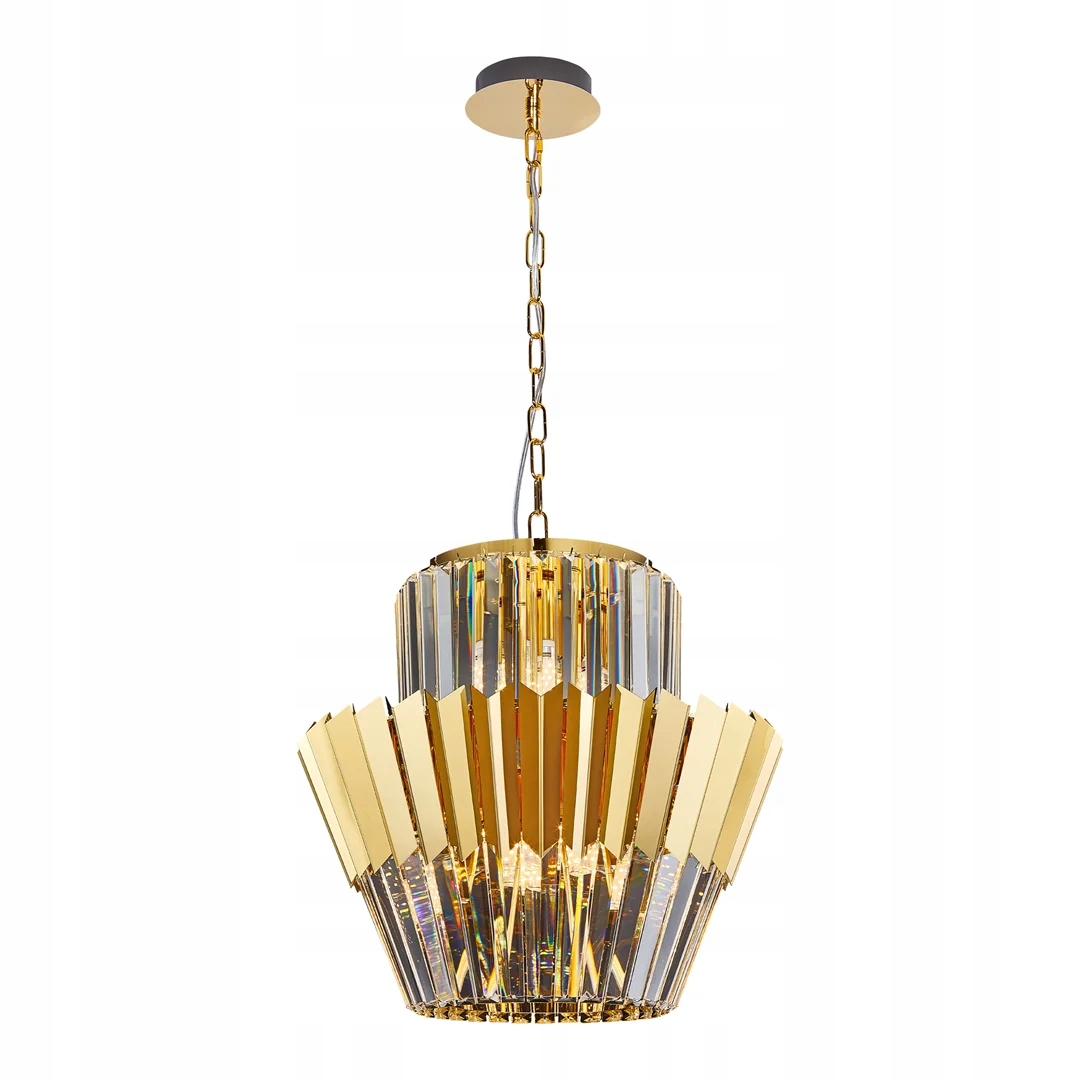 Zlatý krištáľový glamour luster do obývačky 45 cm 9 bodov Milagro