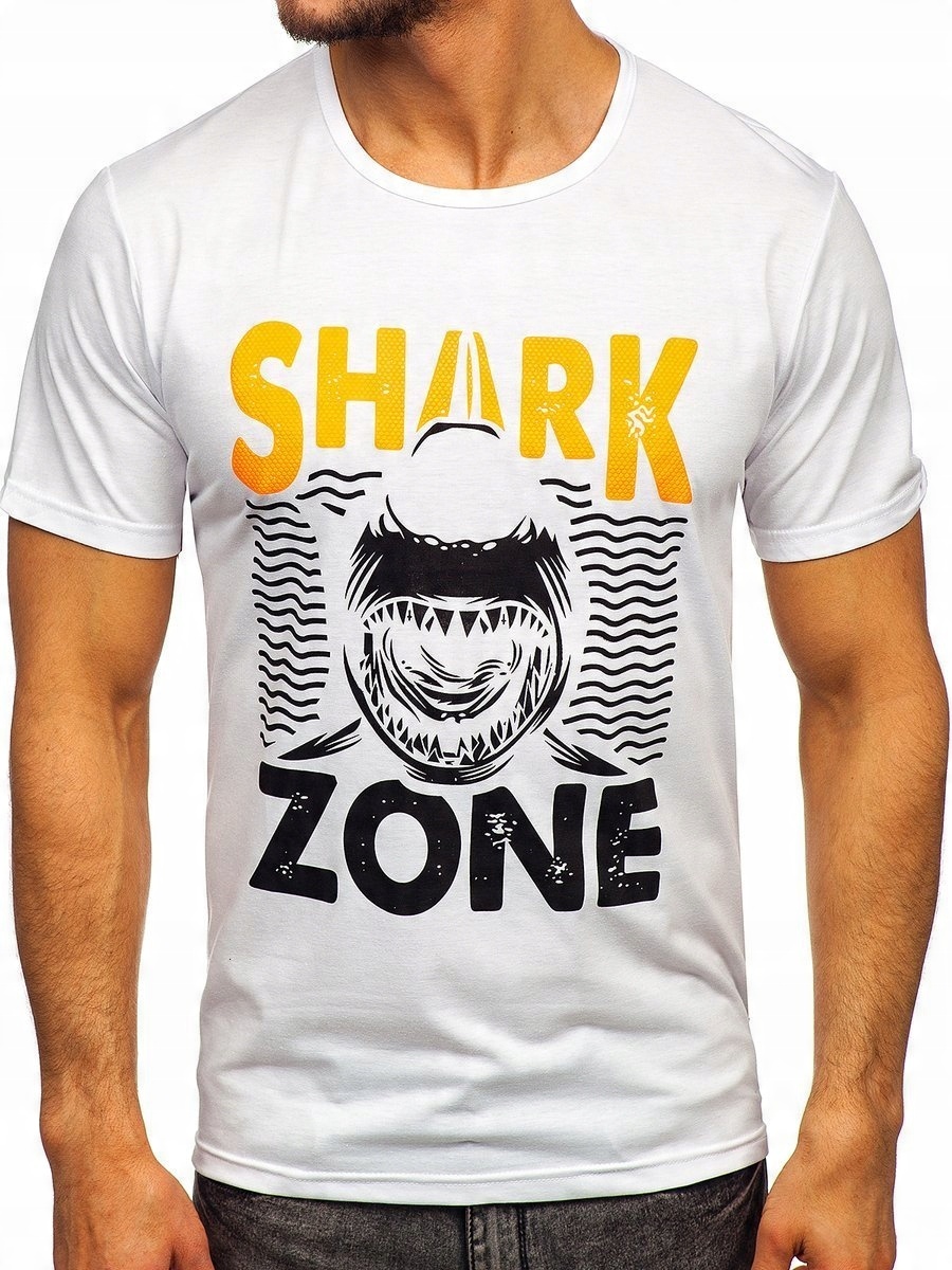 

T-shirt Męski Z Nadrukiem Biały KS2652 Denley_m