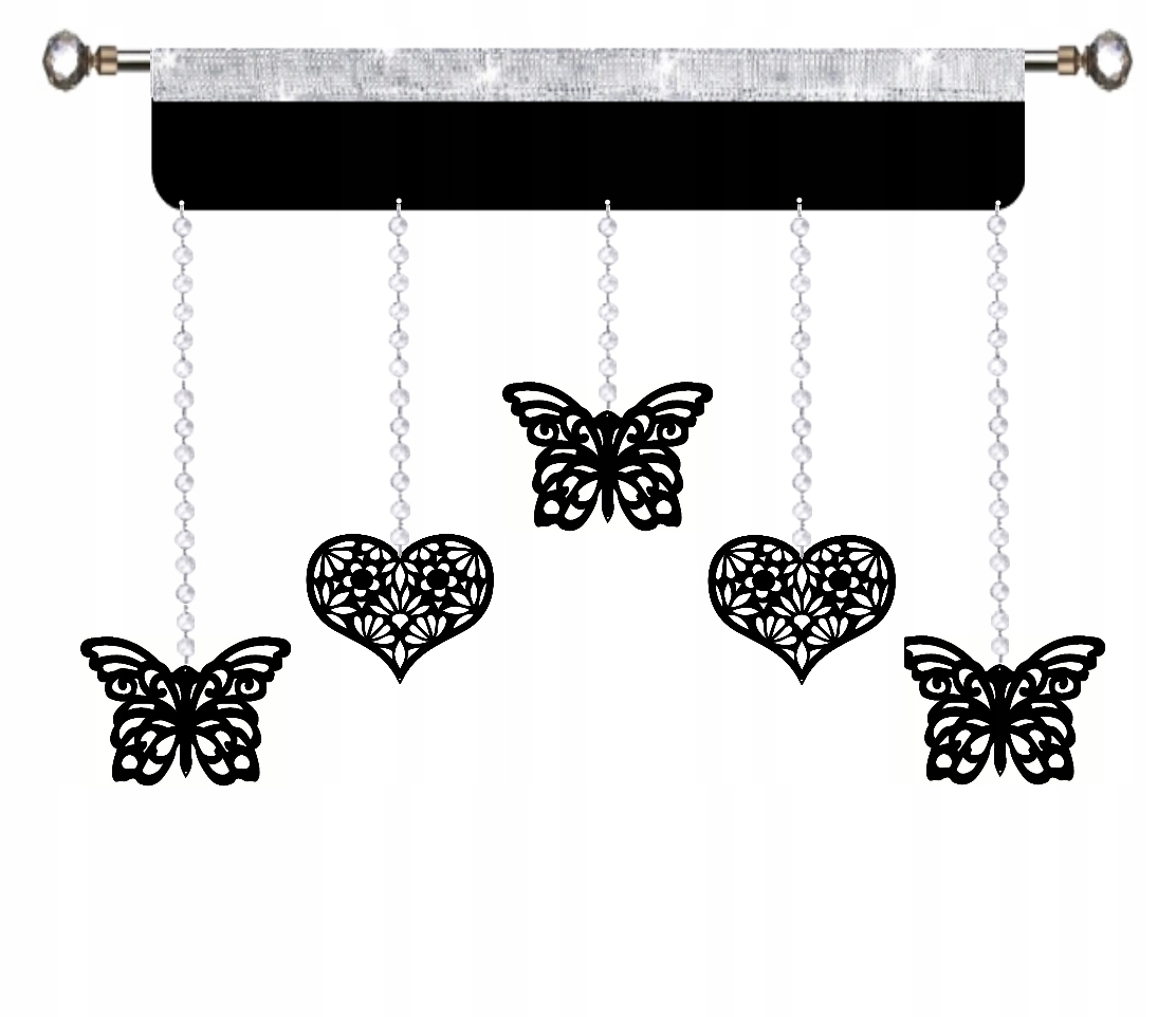 

Firana Panel ozdo ażur Girlanda motyl serce Glamur