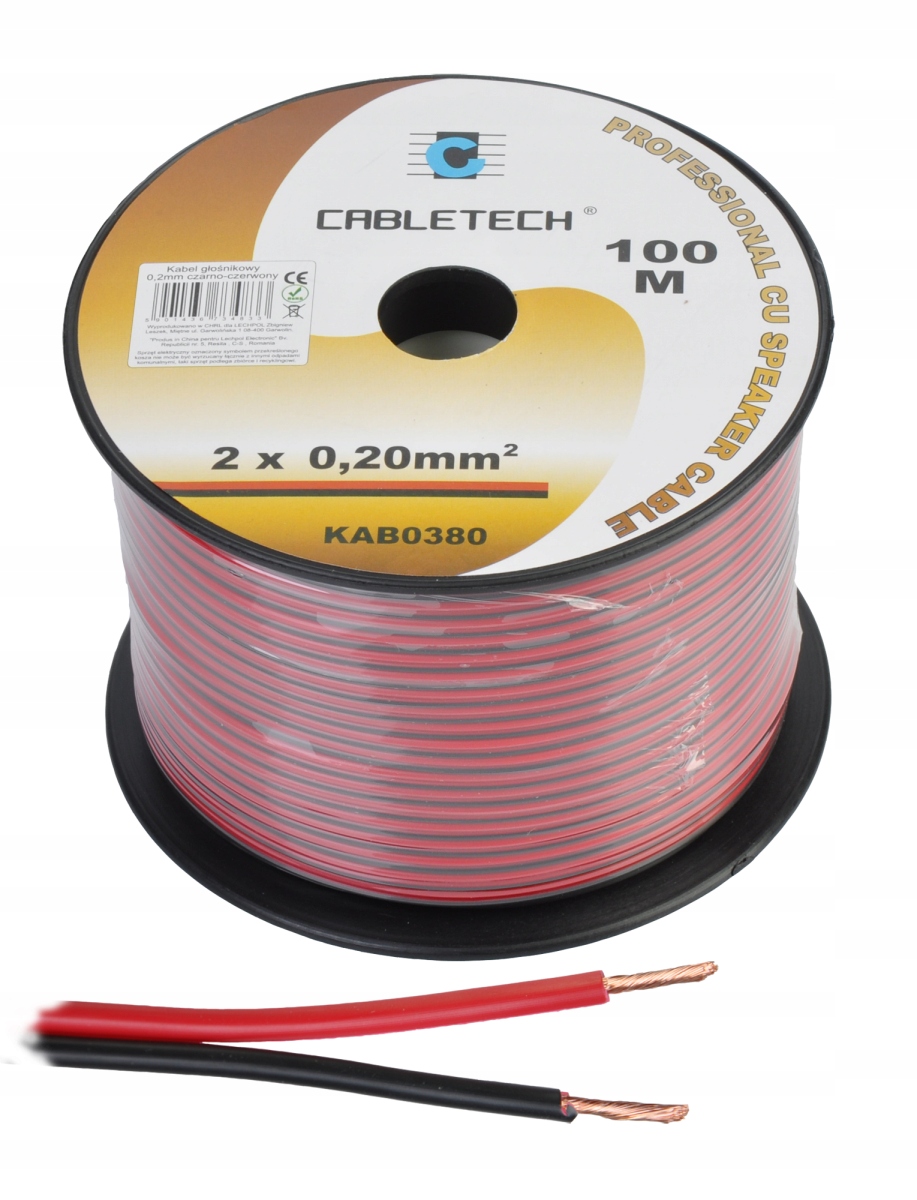 KAB0380 Kabel glosnikowy 0,2mm czarno-czerwony