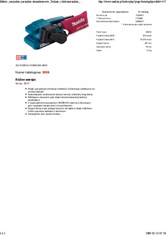 SZLIFIERKA TAŚMOWA 650W Rodzaj szlifierka taśmowa