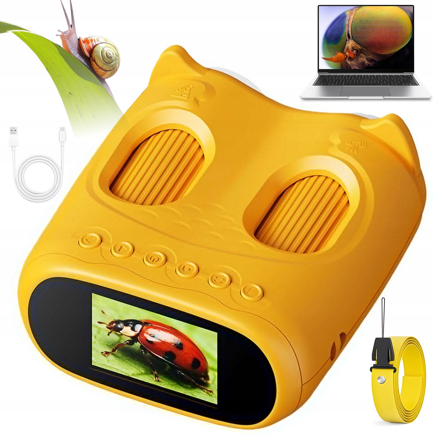 MIKROSKOP DZIECIĘCY LORNETKA 2W1 Z 2-CALOWYM EKRANEM IPS 1000X