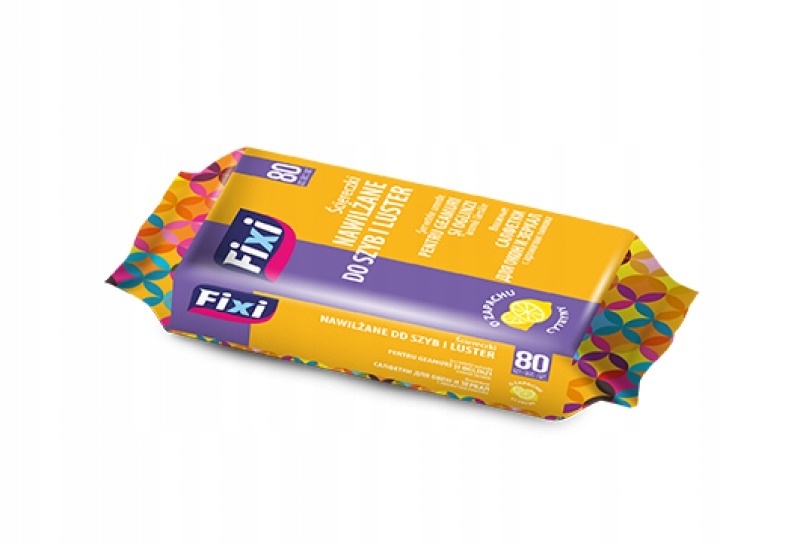 9X Fixi Vlhčené utěrky na sklo a zrcadla 80 ks, vůně citronu