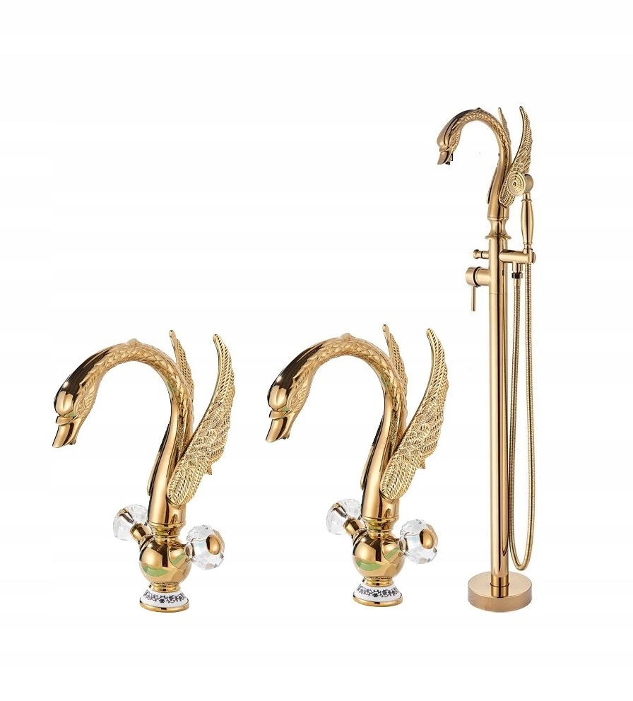 Vaňová batéria Old Retro Gold +2X umývadlová sada