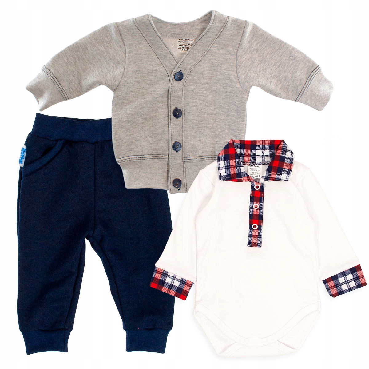 ELEGANCKI KOMPLECIK DLA CHŁOPCA KOLORY r.68/74