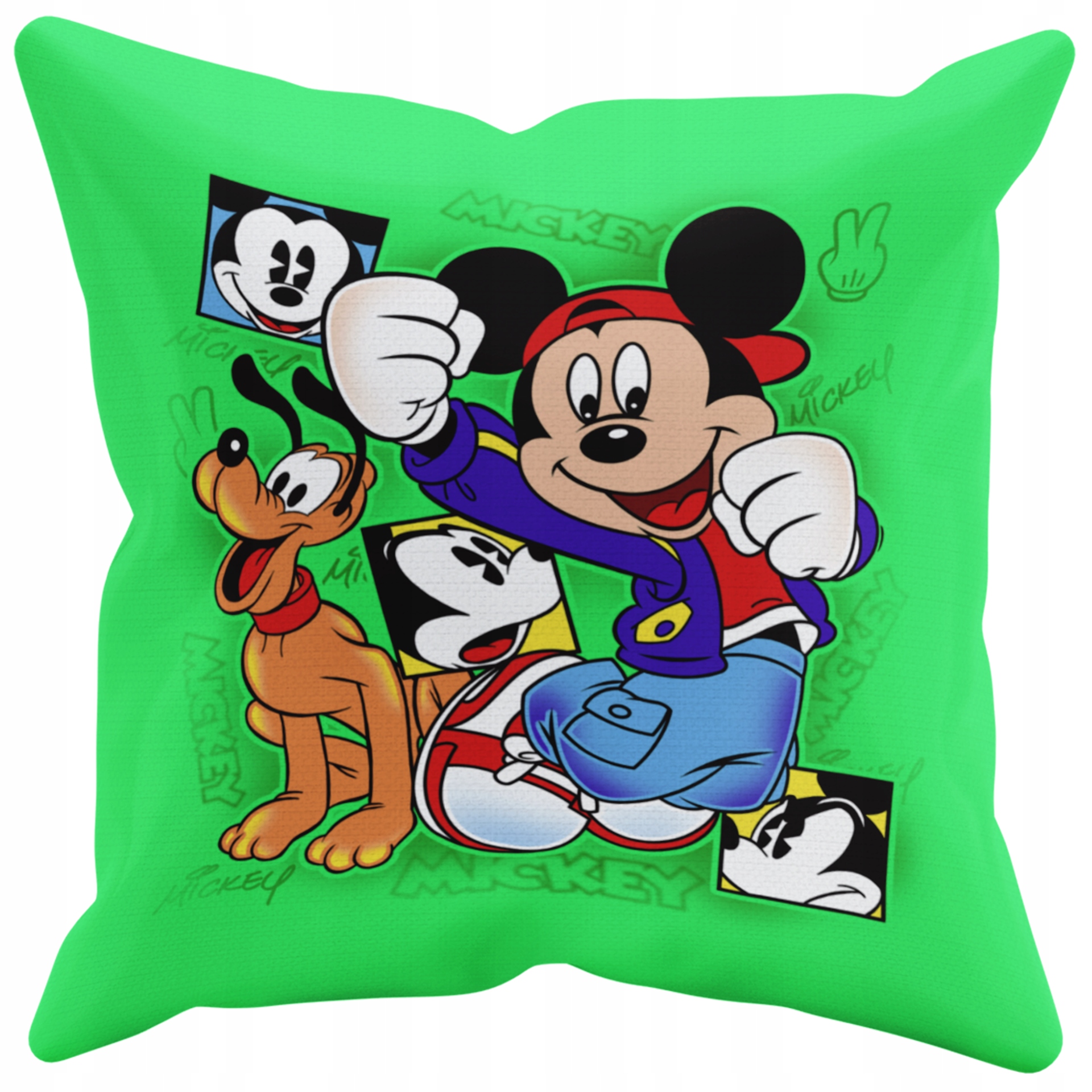POSZEWKA NA PODUSZKĘ JAŚKA DO PRZEDSZKOLA MYSZKA MICKEY + IMIĘ GRATIS Kolor dominujący odcienie zieleni