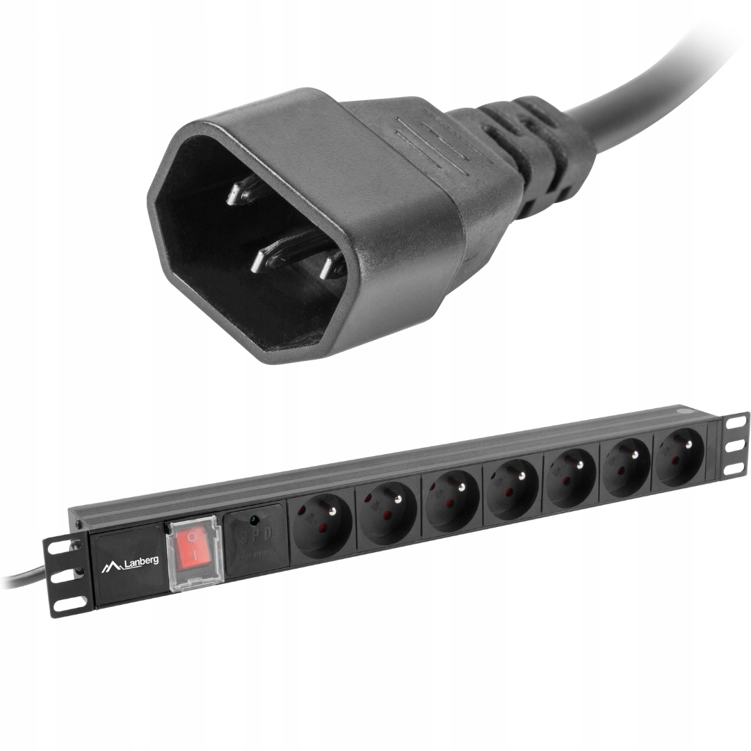 Pdu Szafy 1U 19” Cali 230V 10A 2M 7X French Lanberg Listwa Zasilająca Rack