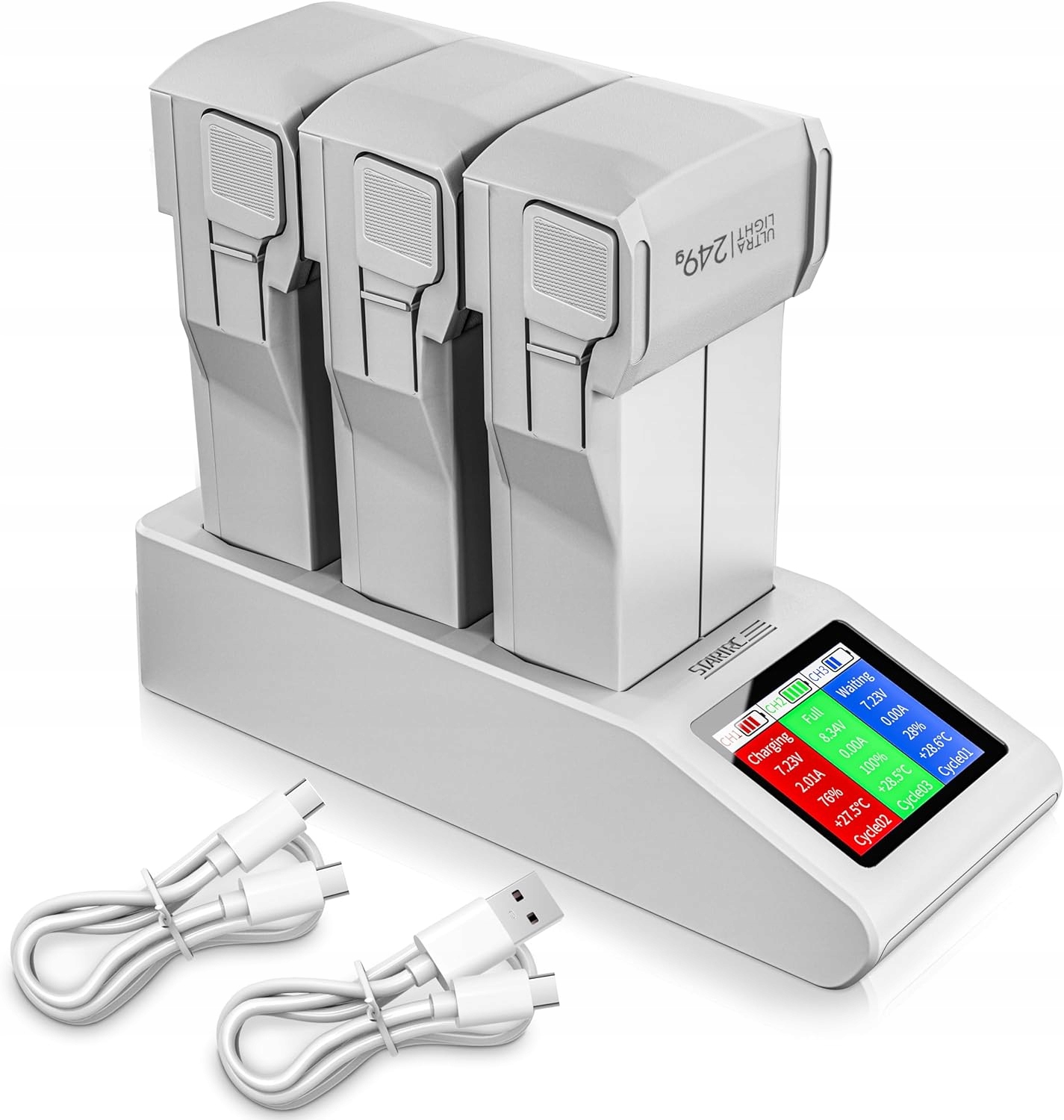 Rychlonabíjecí stanice s LCD displejem pro baterie Dji Mini 5 Pro/4 Pro/3 Pro