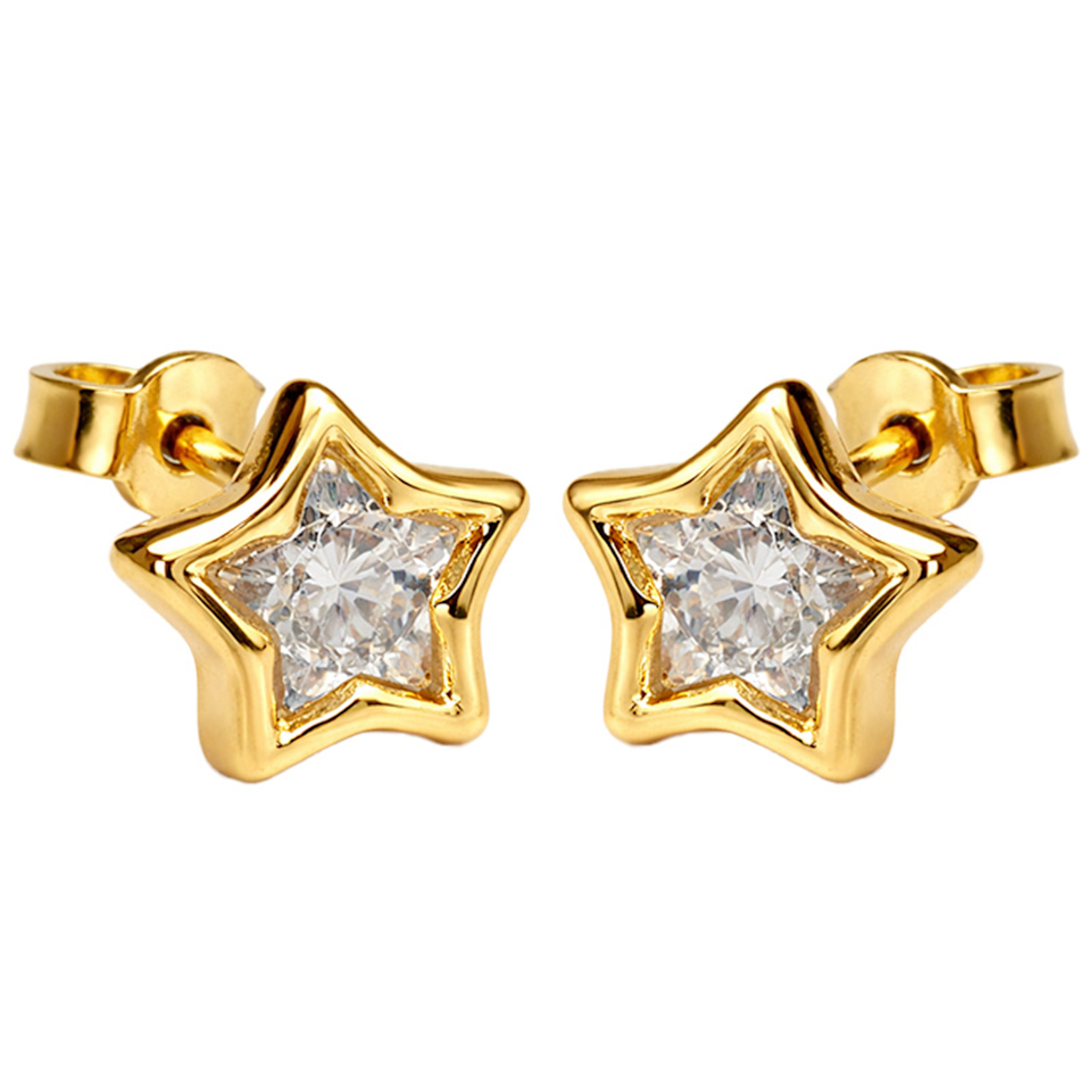 Zlaté náušnice 585 hvězdička se zirkony 0,91 g na puzetě jako dárek