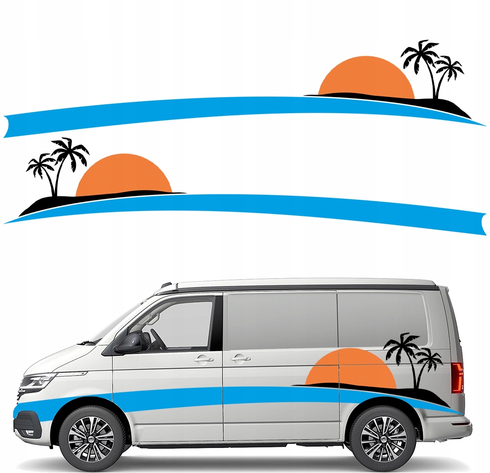 2xNALEPKA Grafika na karavan Palmy Slnko Pláž Beach 45x220