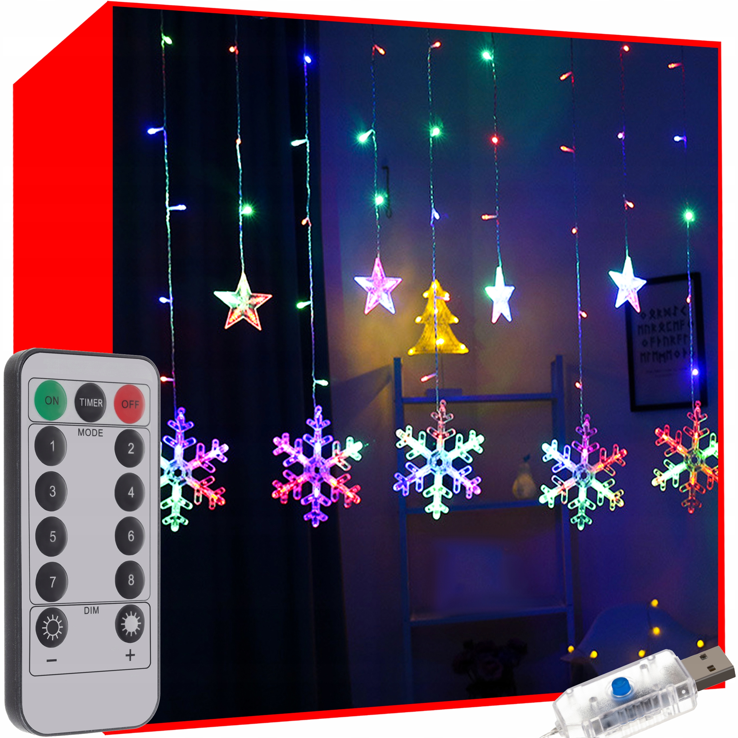 

Kurtyna Lampki Led Choinkowe Wiszące 2,5x1m na Usb