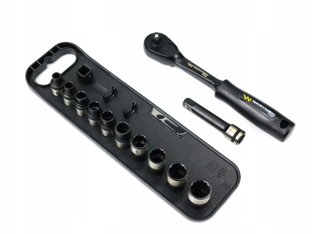 Zestaw 12 el. nasadki 3/8 przedłużka 7.5 cm grzechotka 6 7 8 9 10 11 12 1 Marka Waryński