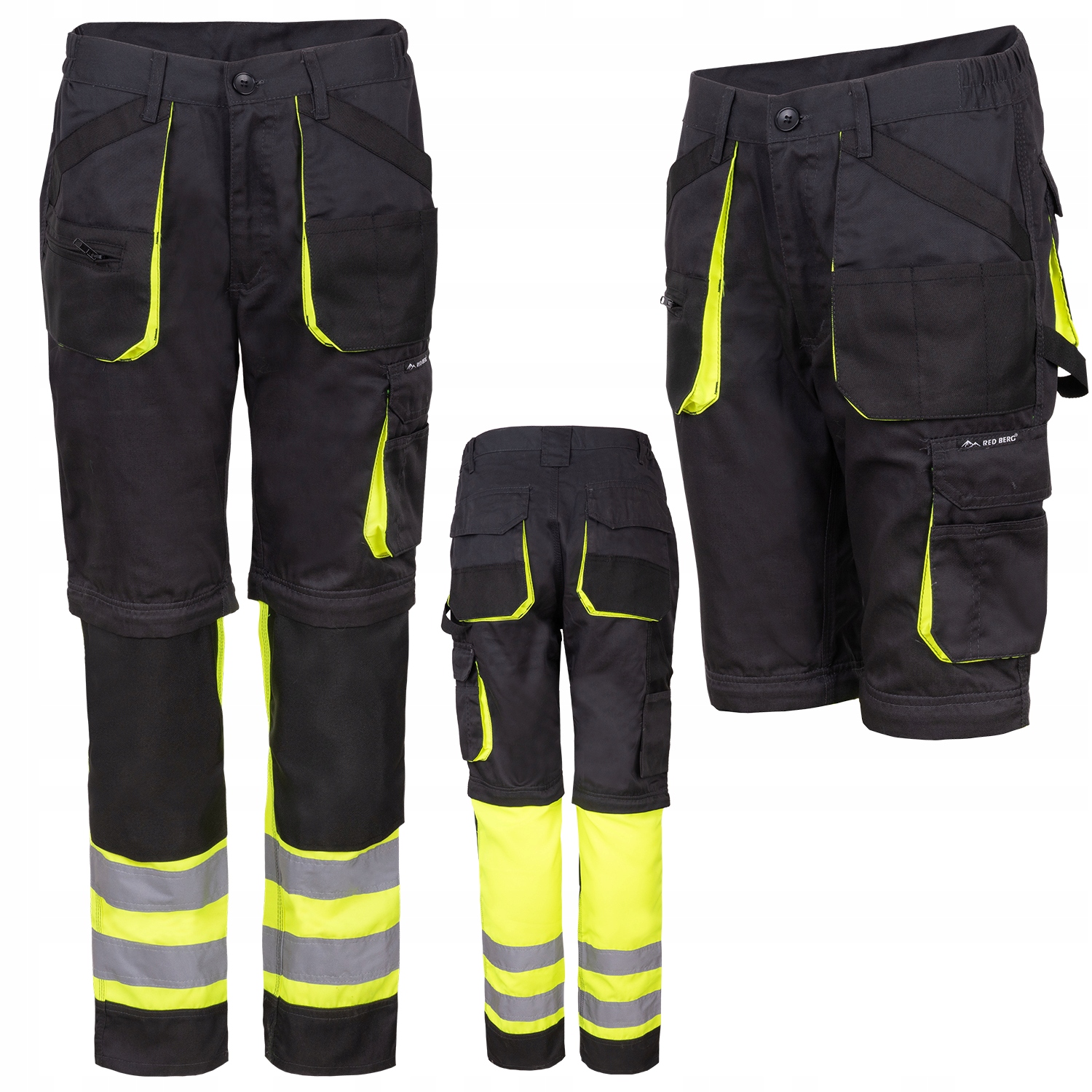 SPODNIE 2w1 ROBOCZE ODBLASKI MONTERSKIE REDBERG 52
