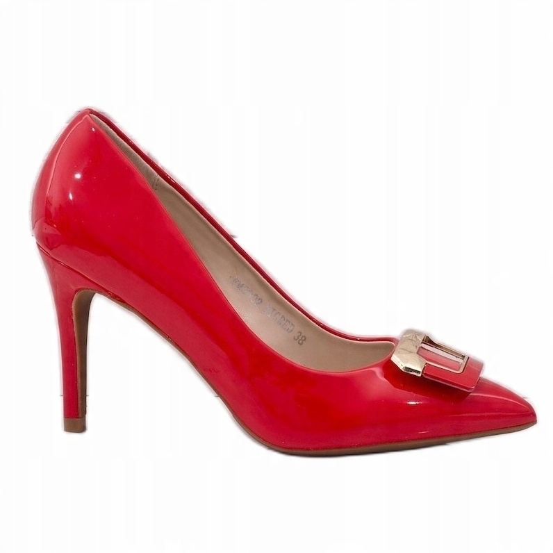 

Czerwone Skóra ekologiczna Buty Czółenka r.37