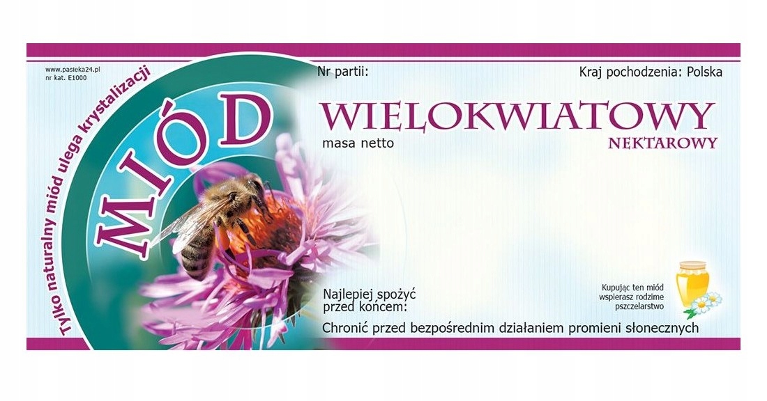 

Etykieta na miód Wielokwiatowy 100szt Etykiety