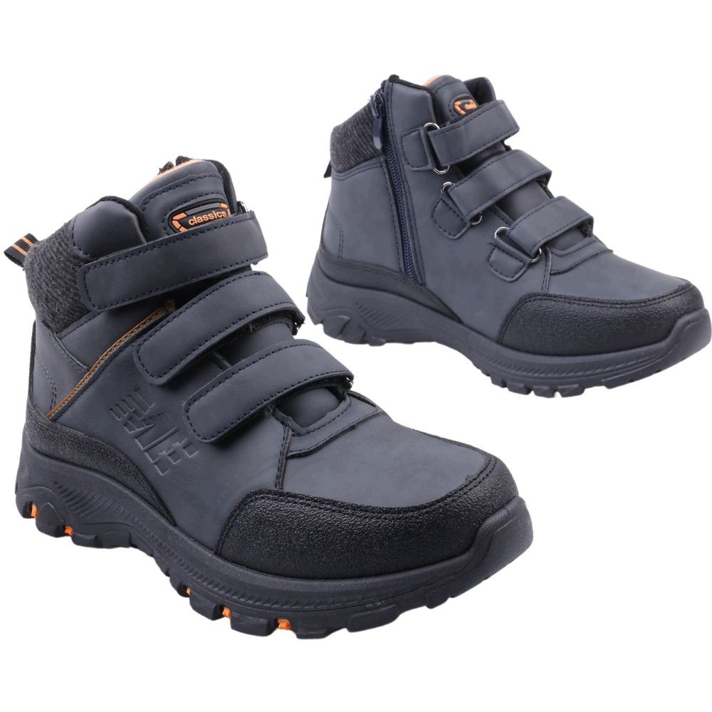 Buty Zimowe Chłopięce Rzepy Sportowe Suwaki Ocieplace Trapery Śniegowce R41