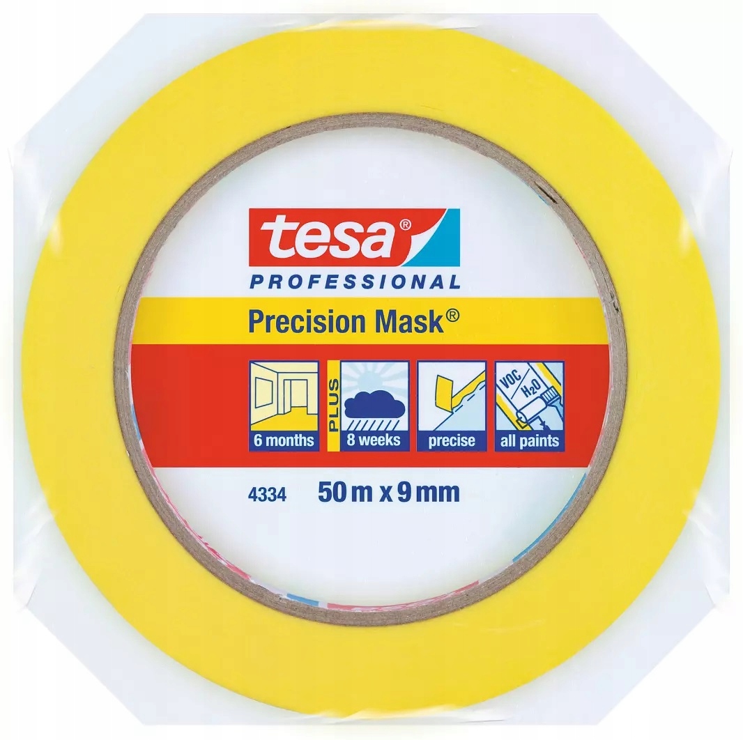 

Tesa Taśma maskująca Professional 50m x 9mm żółta