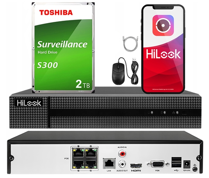 4kanálový PoE rekordér 8Mpx HiLook NVR-4CH-5MP/4P 2TB disk