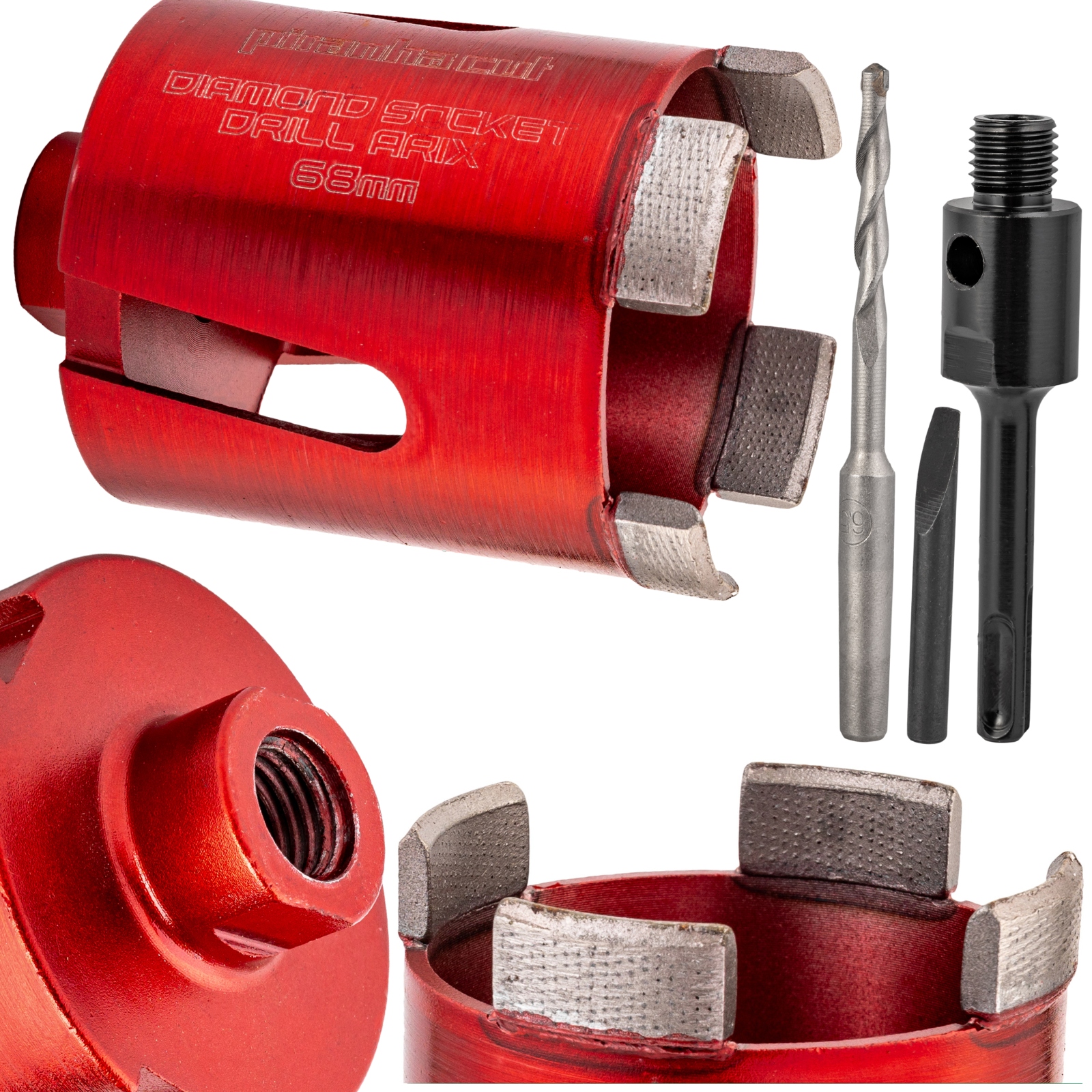 Otwornica Do Betonu 68 MM M16 Sds+ Piranhacut Szybka Żywotna Adapter