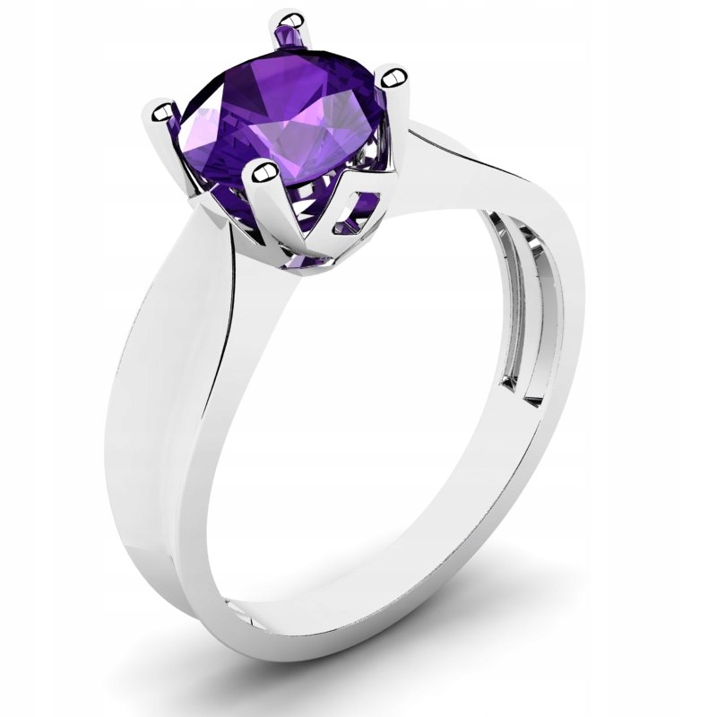 

Pierścionek Z Białego Złota Z Fioletową Cyrkonią