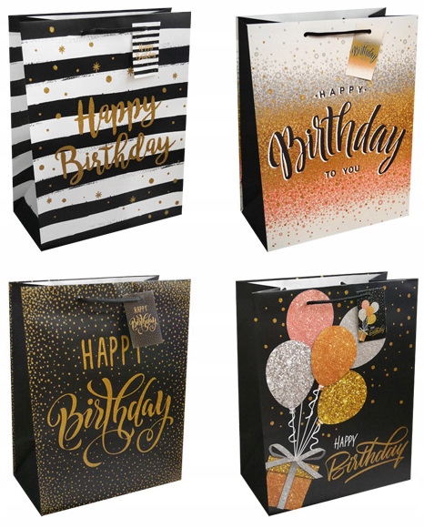 Ozdobná Dárková Taška na dárky Pěkná 26x32 cm Happy Birthday 12 ks