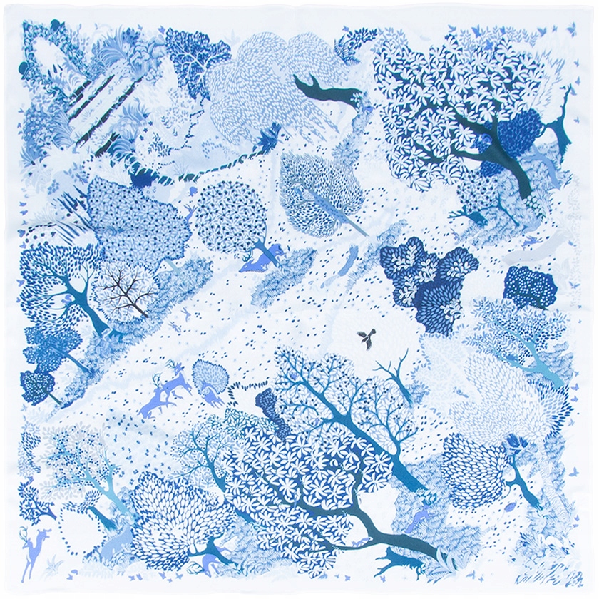 Dámská hedvábná šála 100% morušové hedvábí, šátek na krk, modrá