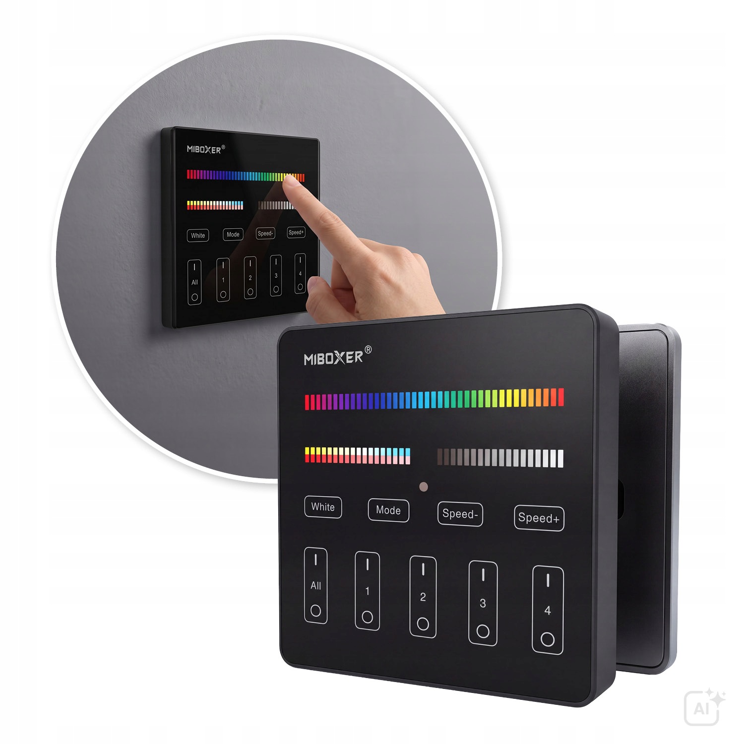 Dotykový Panel Pro Led Rgb Cct 4 Zóny Bezdrátový 2,4 GHz Černý