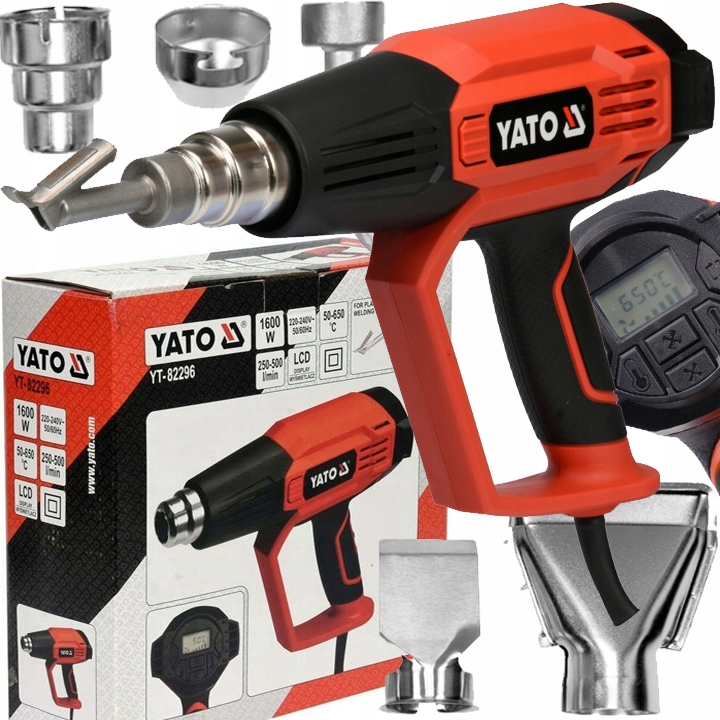 Yato Horkovzdušná Pistole 1600W LCD displej Rychlostní Stupně +5 Trysek YT-82296