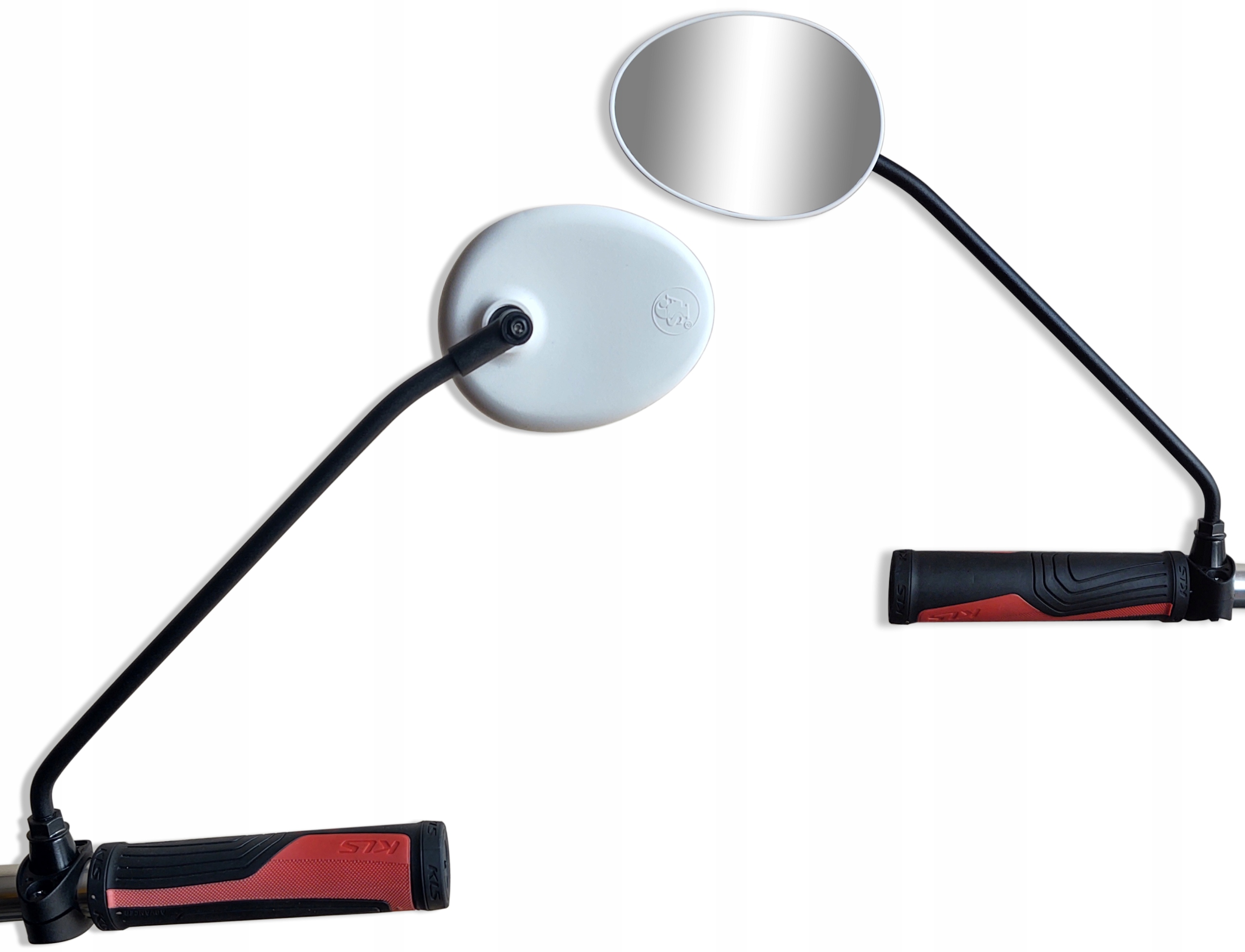 Lusterko rowerowe AJS długie ramię 25 cm, białe