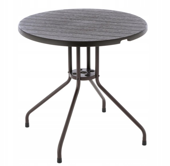 Kulatý zahradní stůl dřevěný design, hnědý, 80 cm