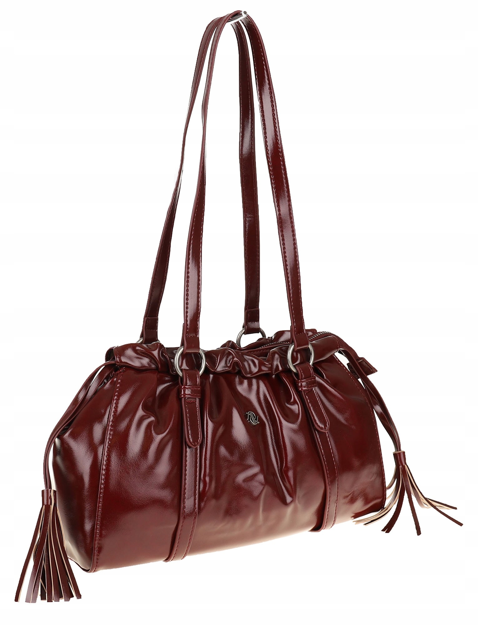 Torebka damska na ramię lakierowana pojemna modna RS5191 bordowa