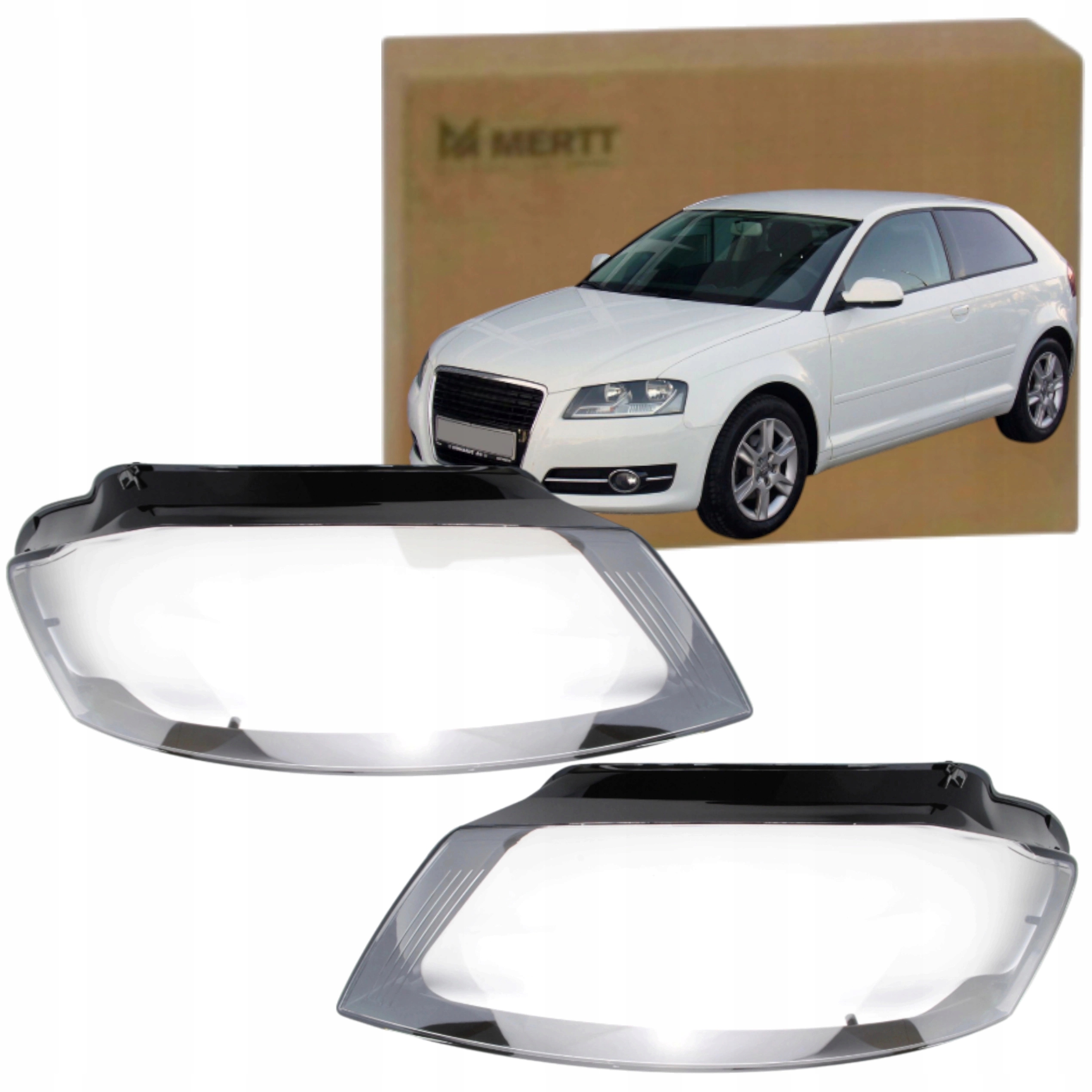 Sada Klosz Pravý Levý sklo světlometu lampa Audi A3 8P 2008-2013 po faceliftu