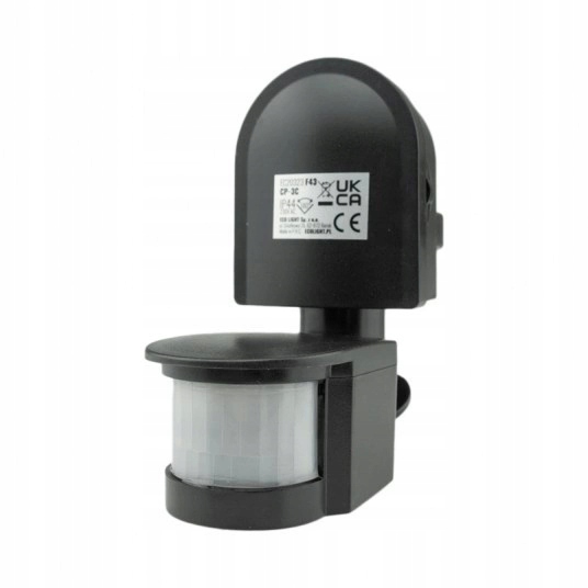 Czujnik Ruchu PIR Podczerwień Sensor 300W Zasięg max 12m Czarny Regulowany Marka Ecolight