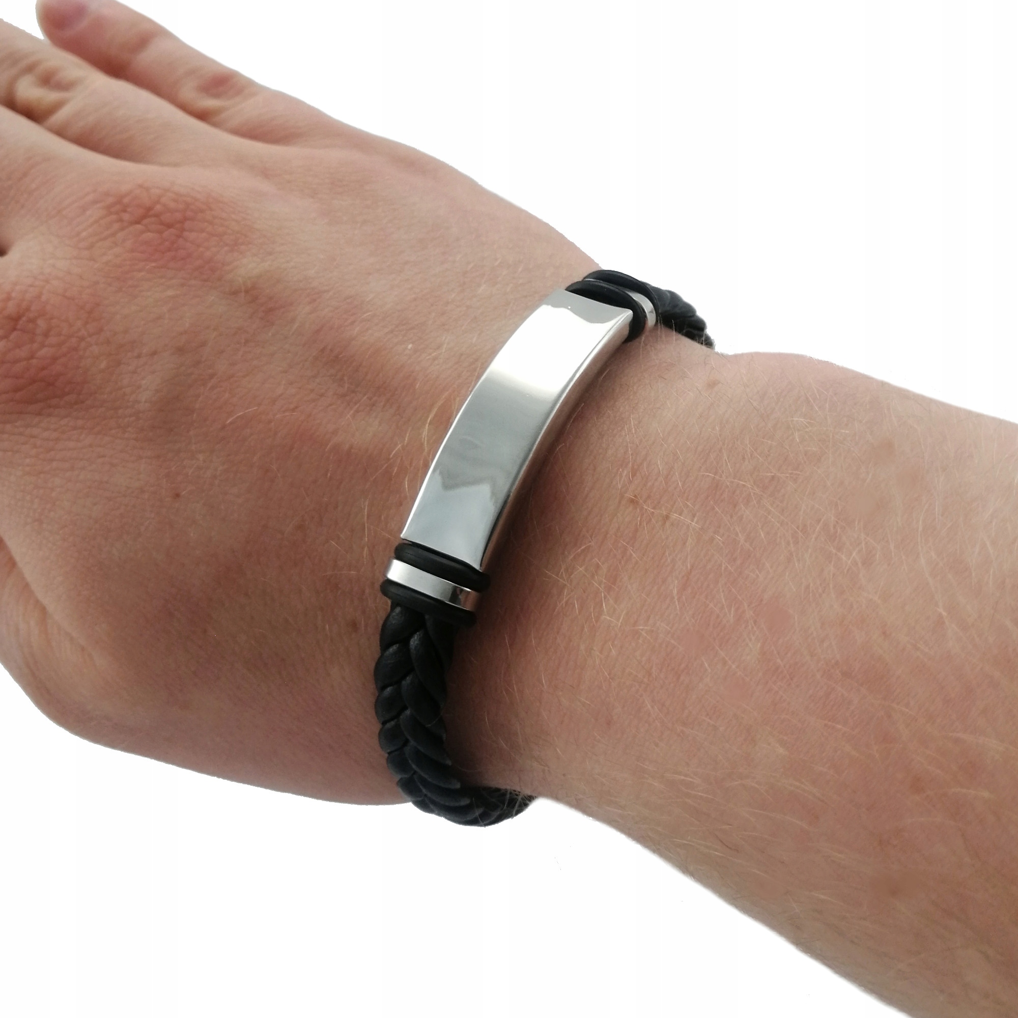 

Skórzana Męska Bransoletka Stal Szlachetna Prezent