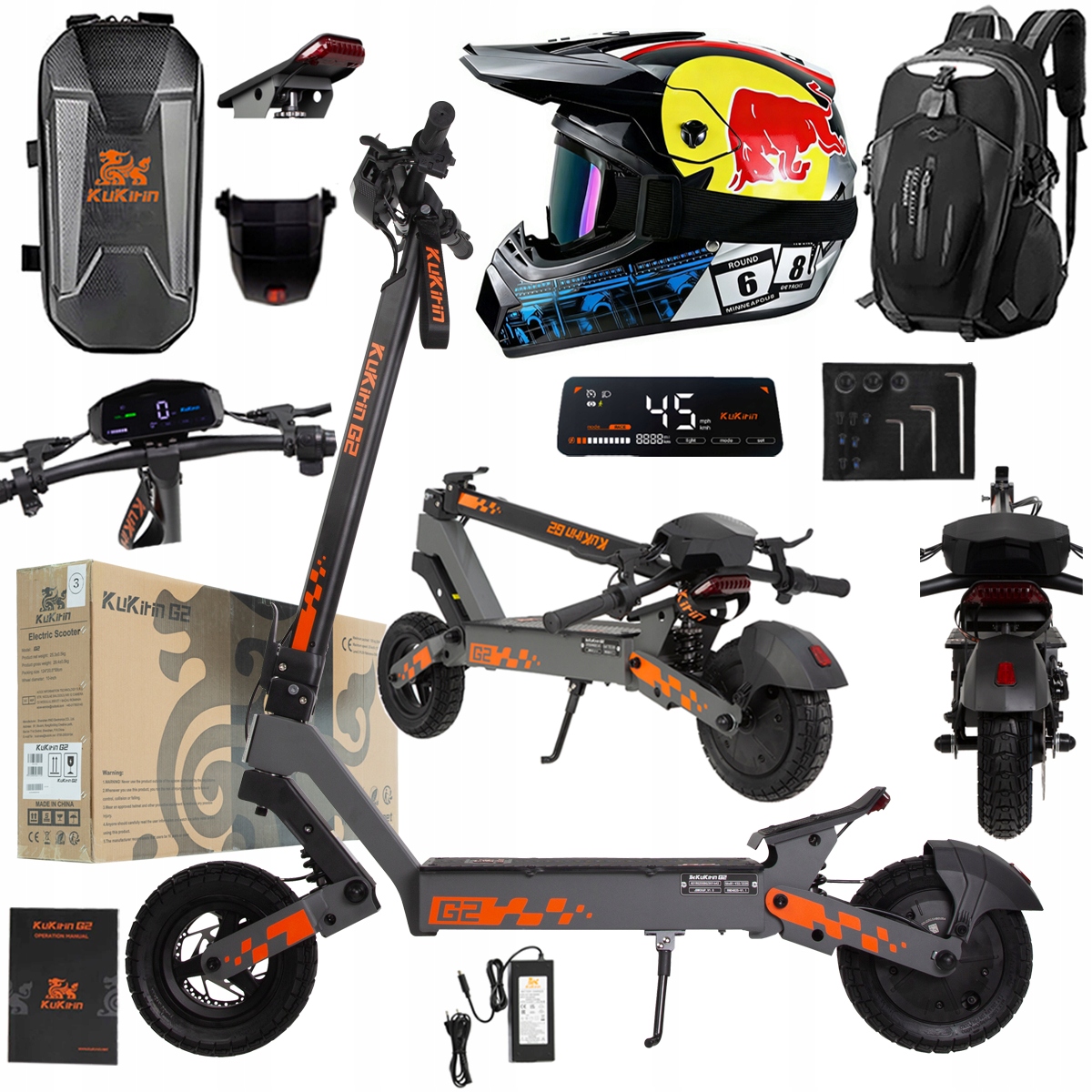 Kukirin G2 2026 Nové skládací elektrické vozidlo 1200W 45KM/H 15Ah 48V 10"