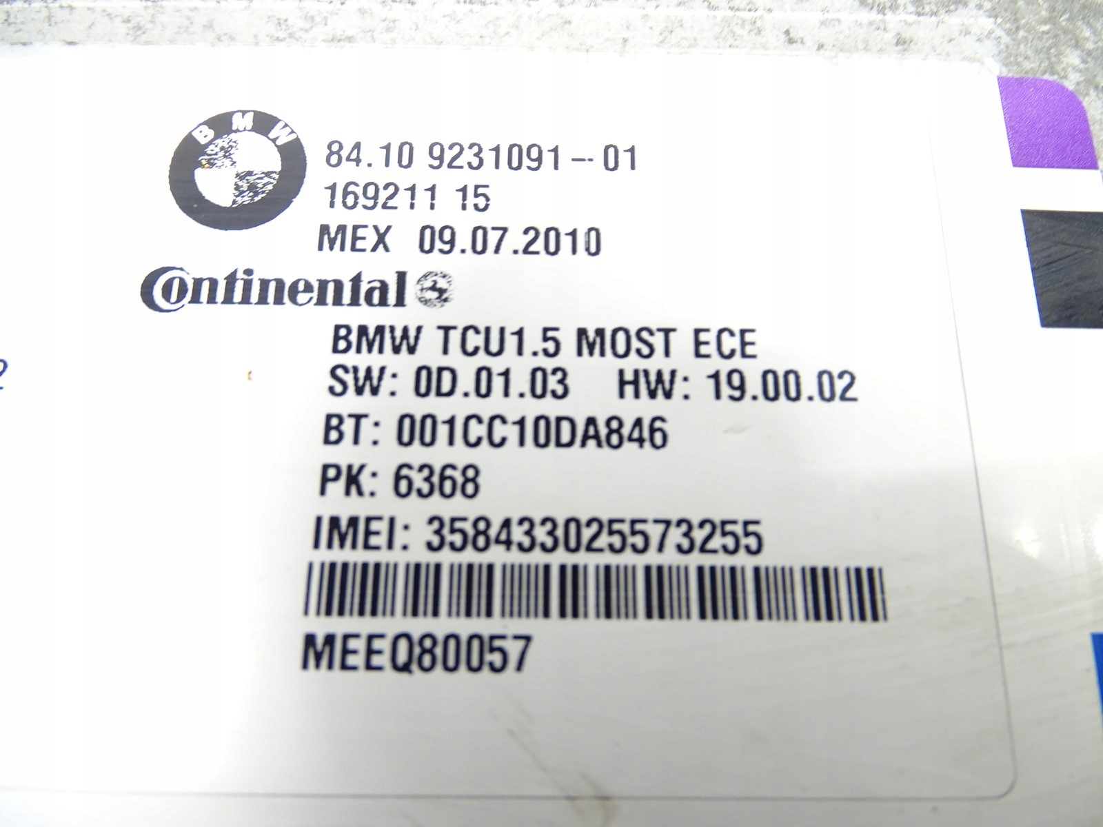 Unité de contrôle Module BMW E60 X5 84109231091-01