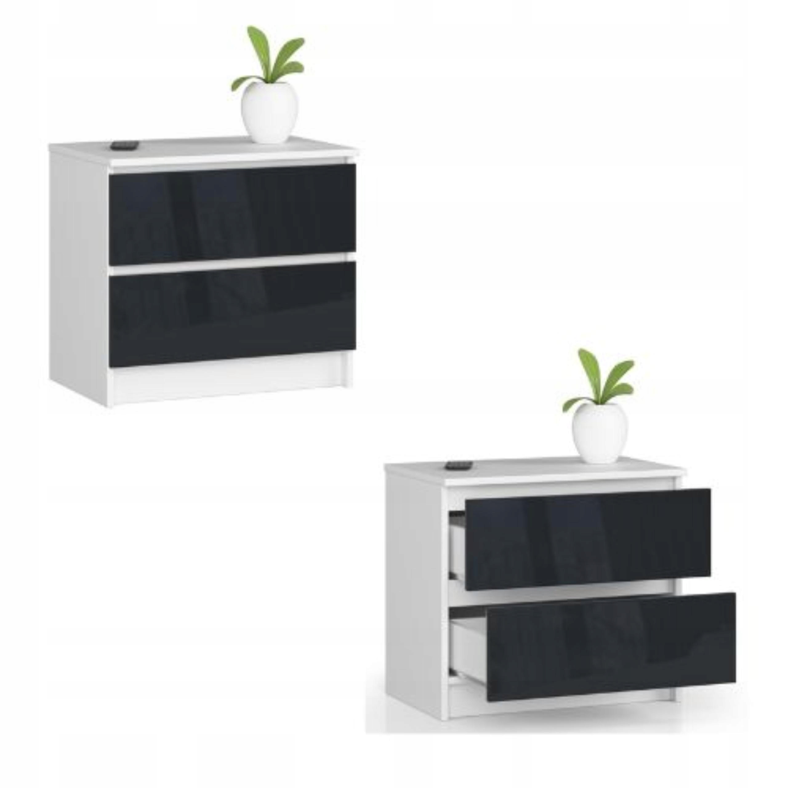 Komoda, skrinka K60 2, zásuvky biela grafitový lesk Akd