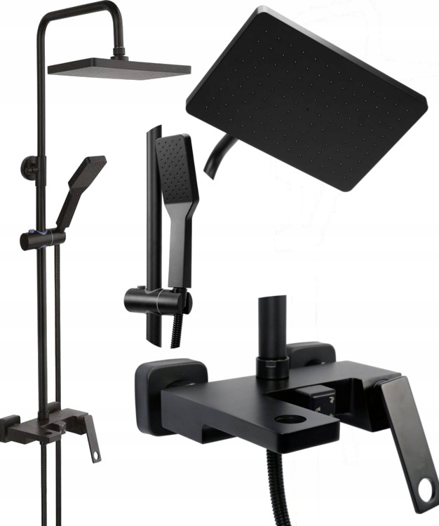 Sprchový Stĺp Dažďová Sprcha S Batériou Čierna Noir 1 Fala 75883