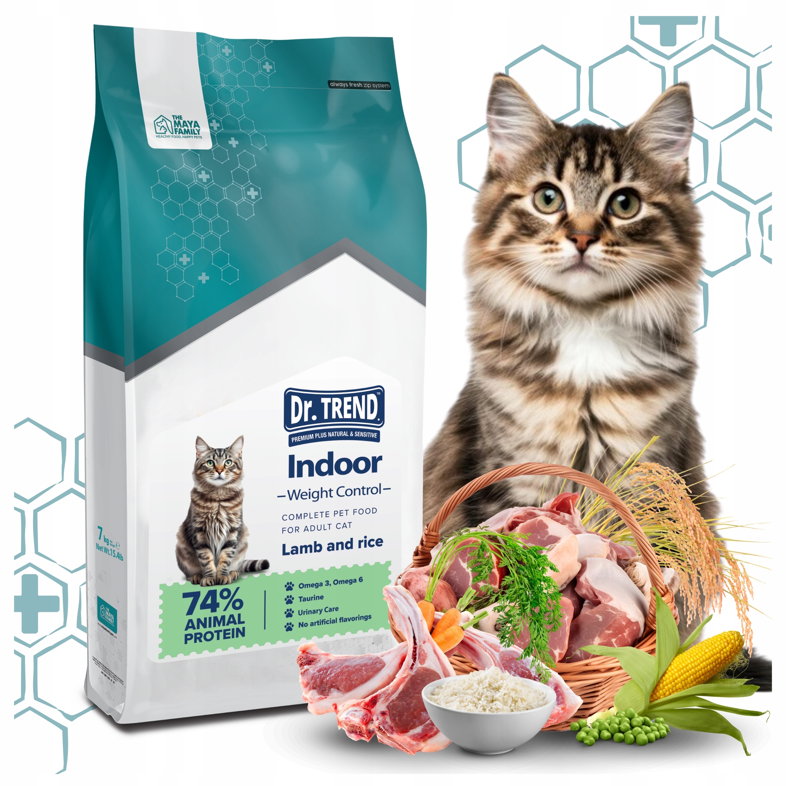 Levně Dr. Trend Premium Indoor suché krmivo pro kočky jehněčí maso a rýže, 7 kg